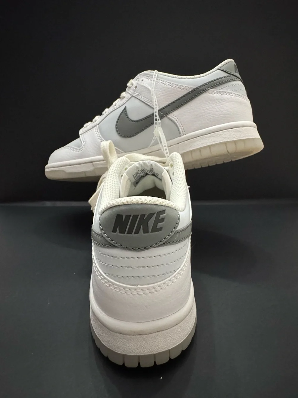 Nike Dunk Low GS “Reflective Swoosh White” Grey Sneakers FV0365 100 Size 4.5Y/6W